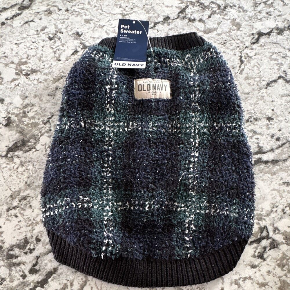 Old Navy Small Dog Sweater Warm Polyester Black Green White MPN 785487-02-1